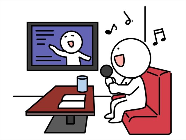 カラオケボックスで歌う